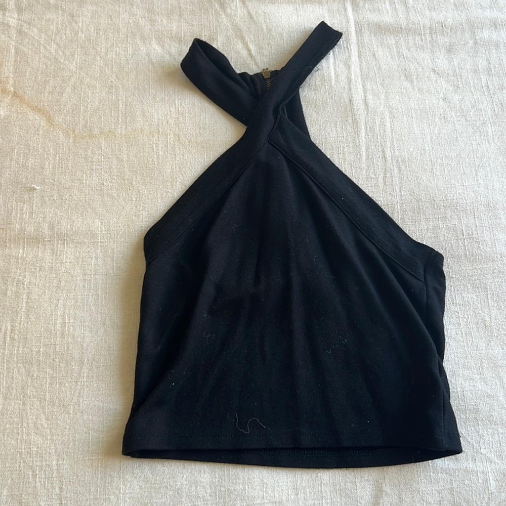 Black high neck going out top